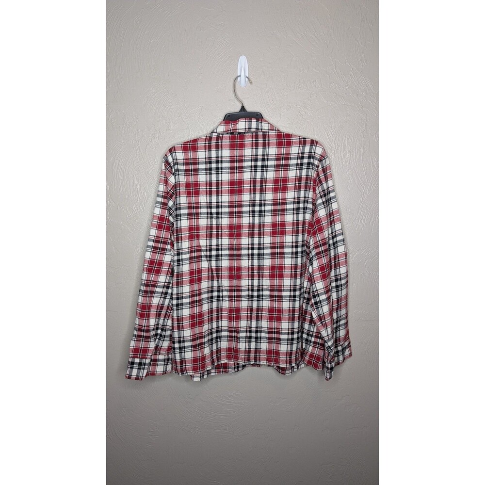 Disney Parks Womens 1X Red Black White Mickey Plaid Flannel Cotton Pajama Set - Picture 7 of 12
